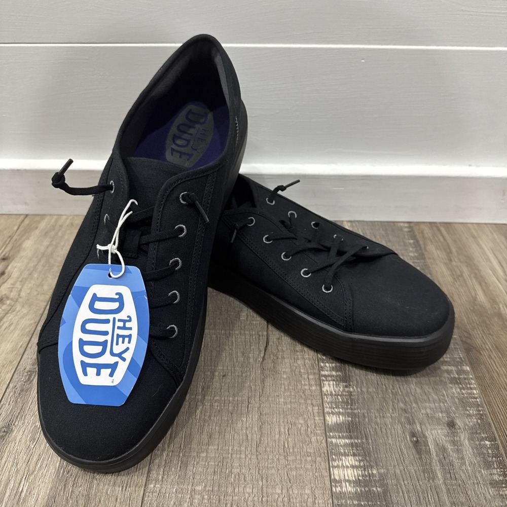 Hey Dude Cody M Canvas Black Slip On Loafers Mens Size 14 41291-060 M14 New NWT